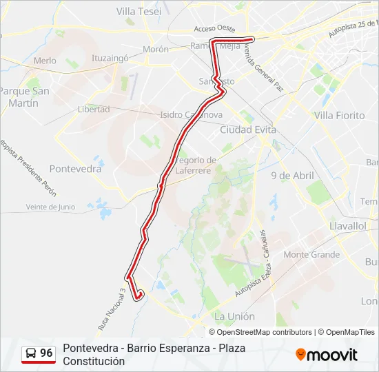 96 Colectivo Line Map