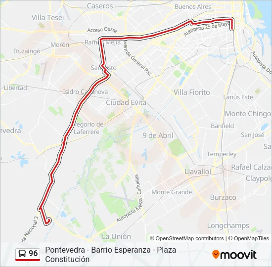 96 Colectivo Line Map