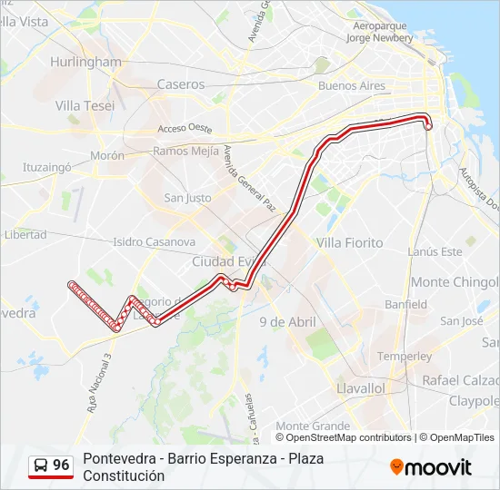 96 Colectivo Line Map