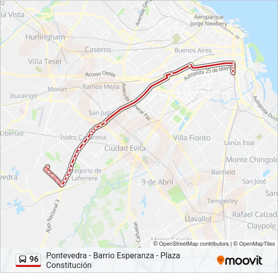 96 Colectivo Line Map