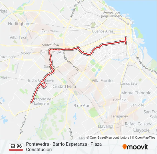 96 Colectivo Line Map