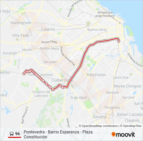 96 Colectivo Line Map
