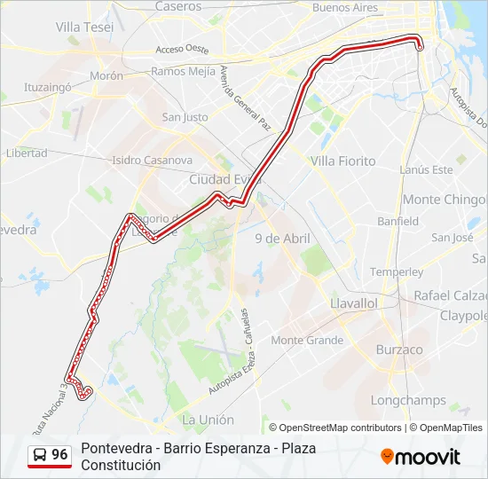 96 Colectivo Line Map