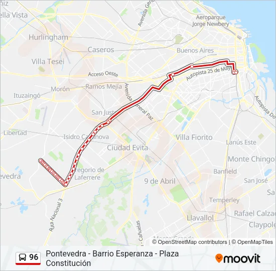 96 Colectivo Line Map