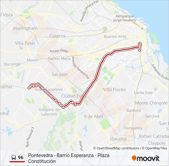 96 Colectivo Line Map