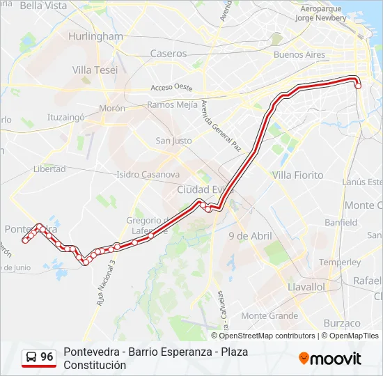 96 Colectivo Line Map