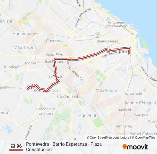 96 Colectivo Line Map