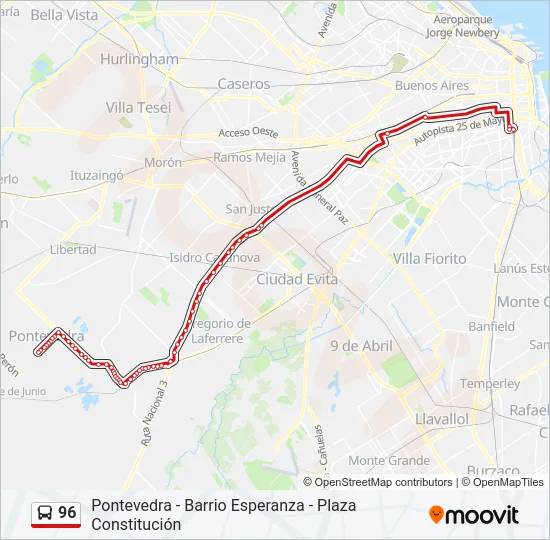 96 Colectivo Line Map
