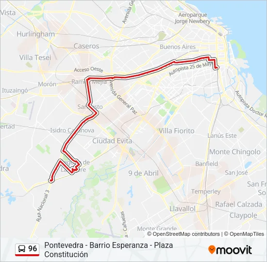 96 Colectivo Line Map