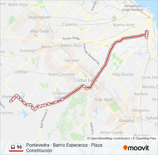 96 Colectivo Line Map