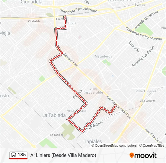 185 Colectivo Line Map