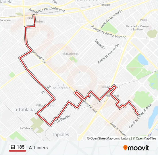 185 Colectivo Line Map