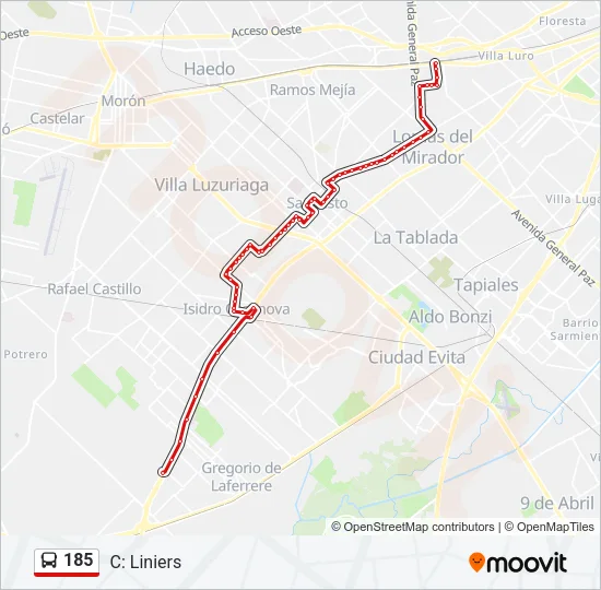 185 Colectivo Line Map