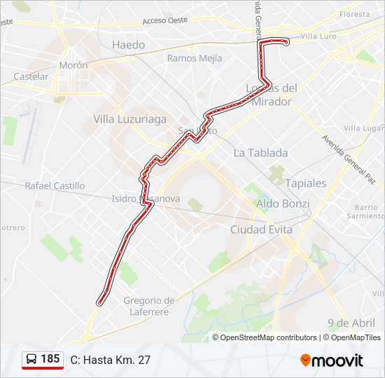 Mapa de 185 de Colectivo