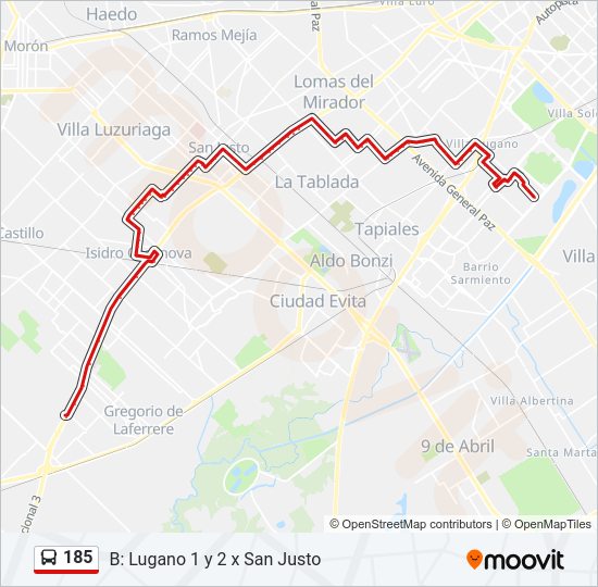 Mapa de 185 de Colectivo