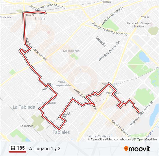 Mapa de 185 de Colectivo