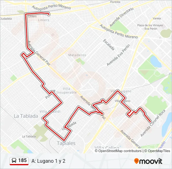 185 Colectivo Line Map