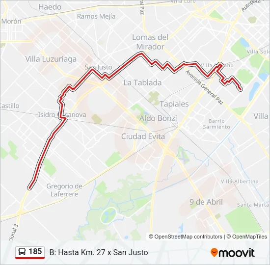 185 Colectivo Line Map