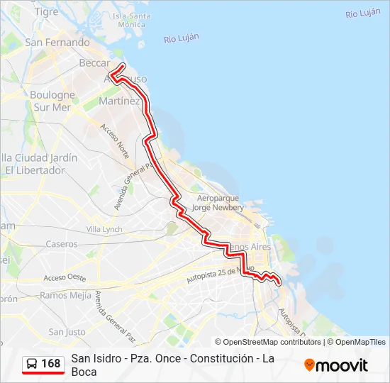 168 Colectivo Line Map