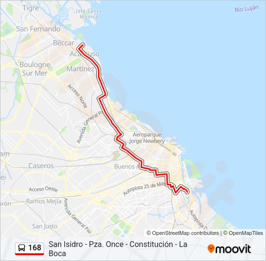 Mapa de 168 de Colectivo
