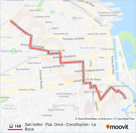 Mapa de 168 de Colectivo