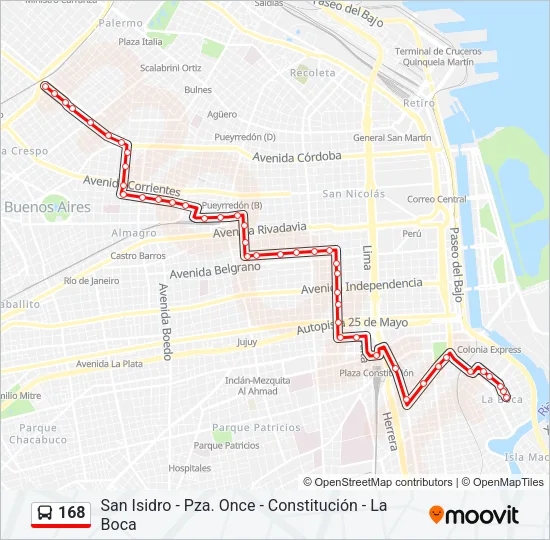 168 Colectivo Line Map