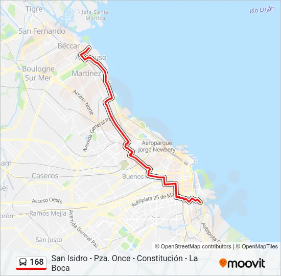 168 Colectivo Line Map