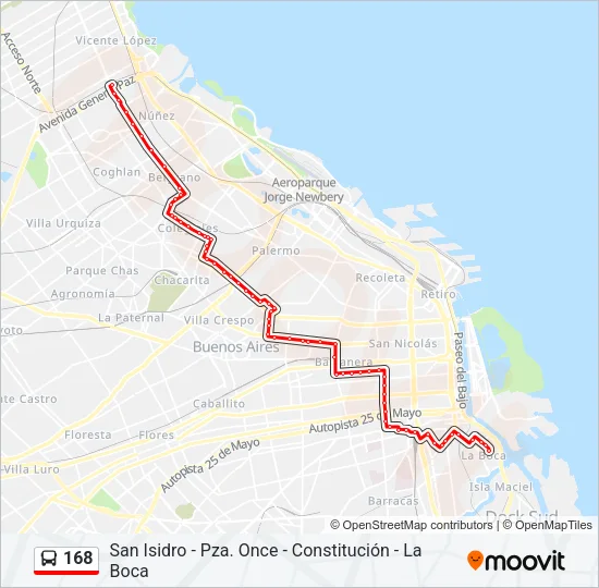 168 Colectivo Line Map
