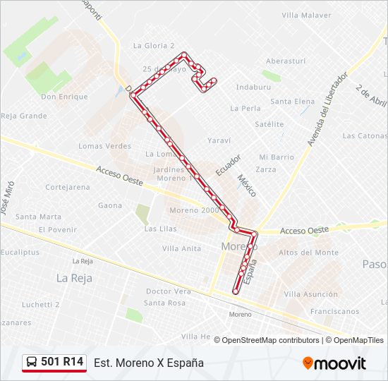 Mapa de 501 R14 de Colectivo
