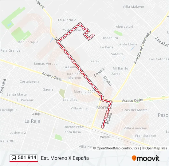 501 R14 Colectivo Line Map