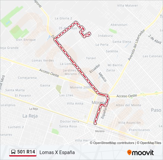 Mapa de 501 R14 de Colectivo