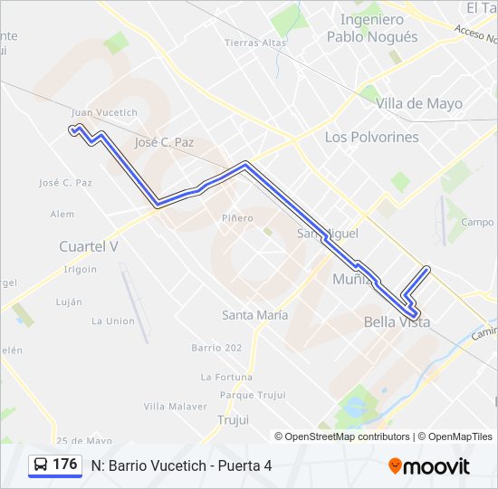 Mapa de 176 de Colectivo