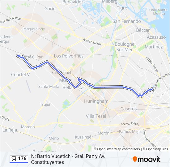 Mapa de 176 de Colectivo