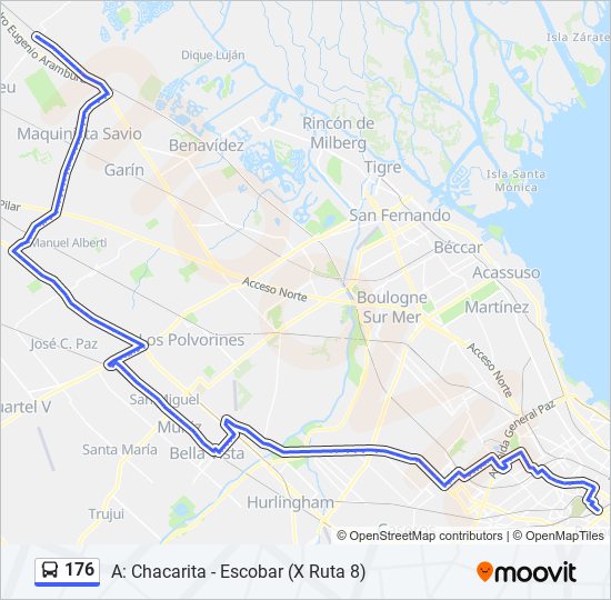 Ruta 176: horarios, paradas y mapas - A: Chacarita - Escobar (X