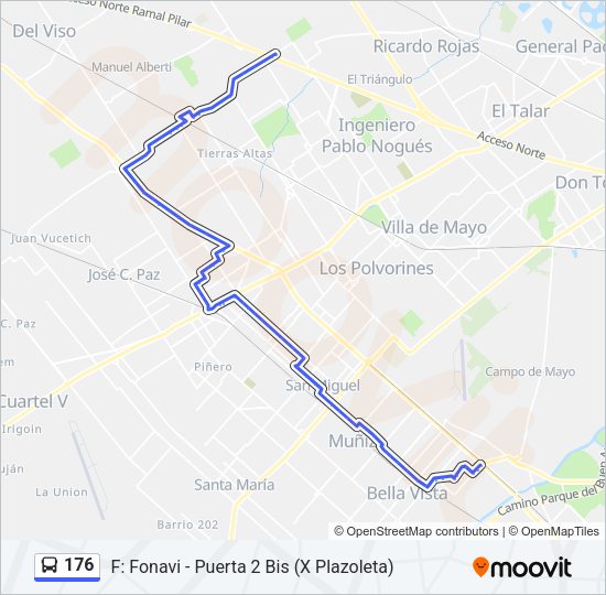 Mapa de 176 de Colectivo