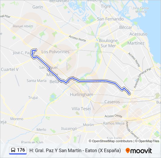 Mapa de 176 de Colectivo