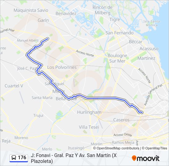 Mapa de 176 de Colectivo
