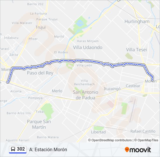 Mapa de 302 de Colectivo