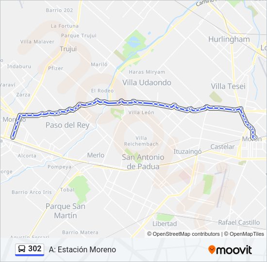 Mapa de 302 de Colectivo