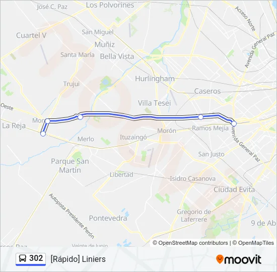 302 Colectivo Line Map
