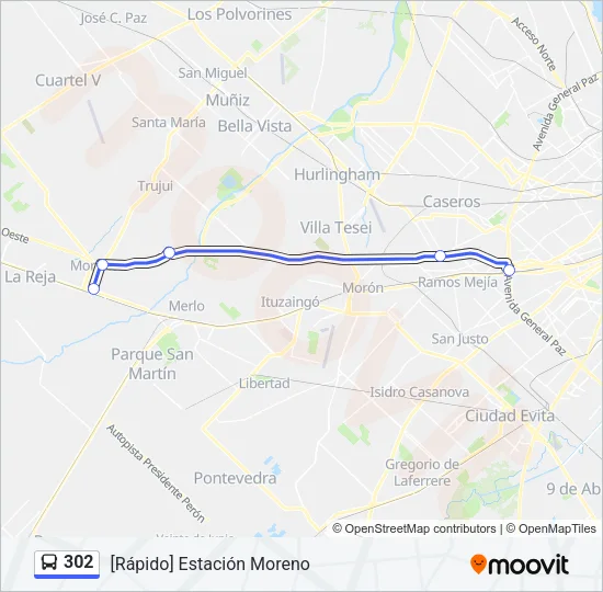 302 Colectivo Line Map