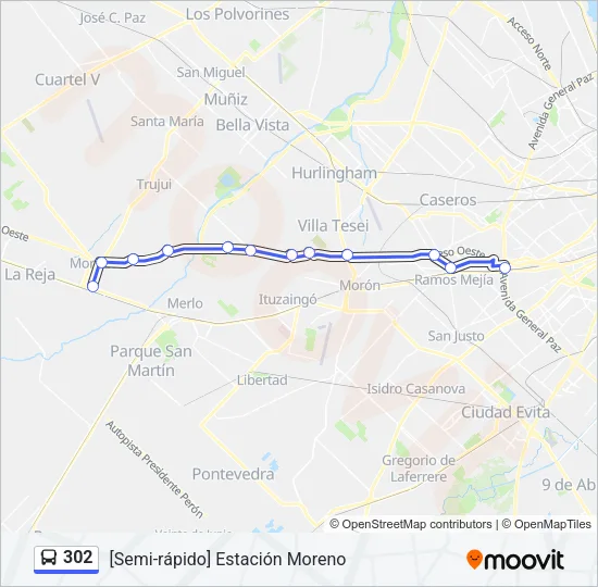 302 Colectivo Line Map