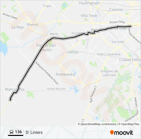 136 Colectivo Line Map