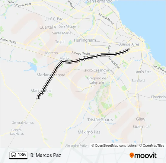 136 Colectivo Line Map