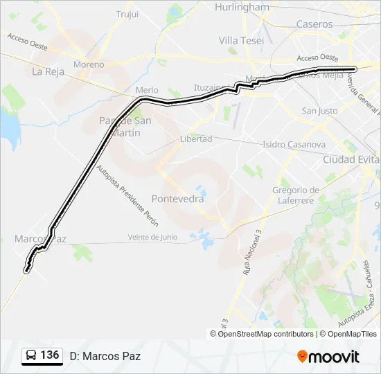 136 Colectivo Line Map