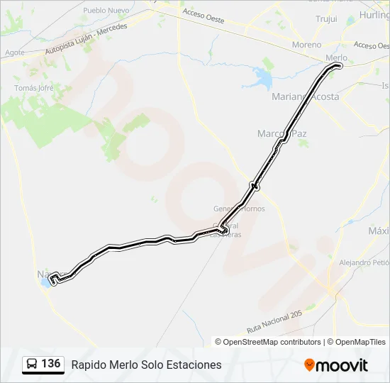 136 Colectivo Line Map