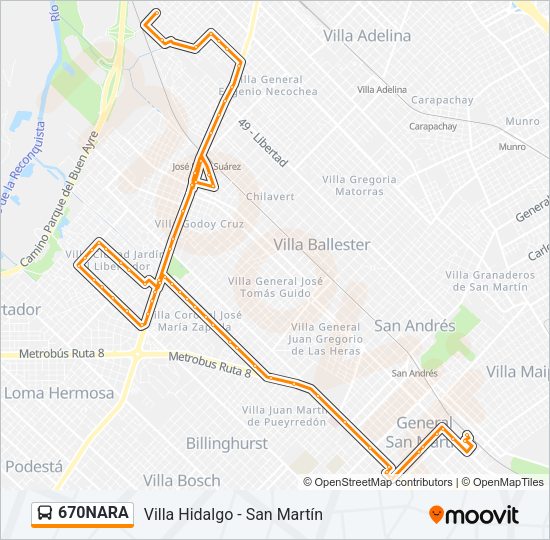 670NARA Colectivo Line Map
