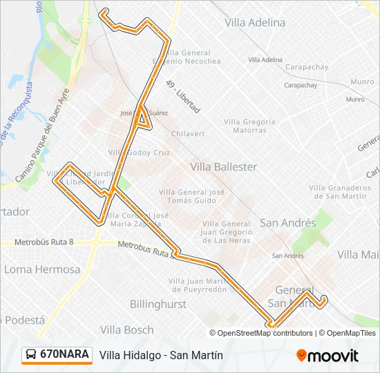 670NARA Colectivo Line Map