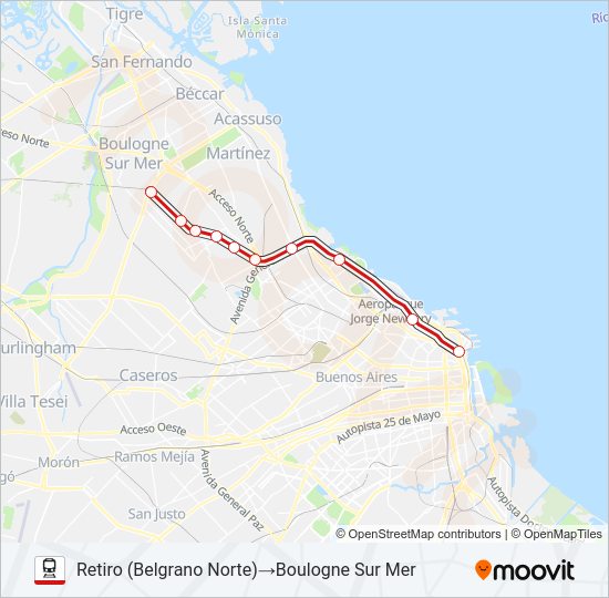 Mapa de BELGRANO NORTE de tren