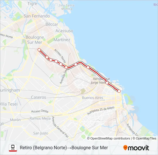 BELGRANO NORTE Train Line Map